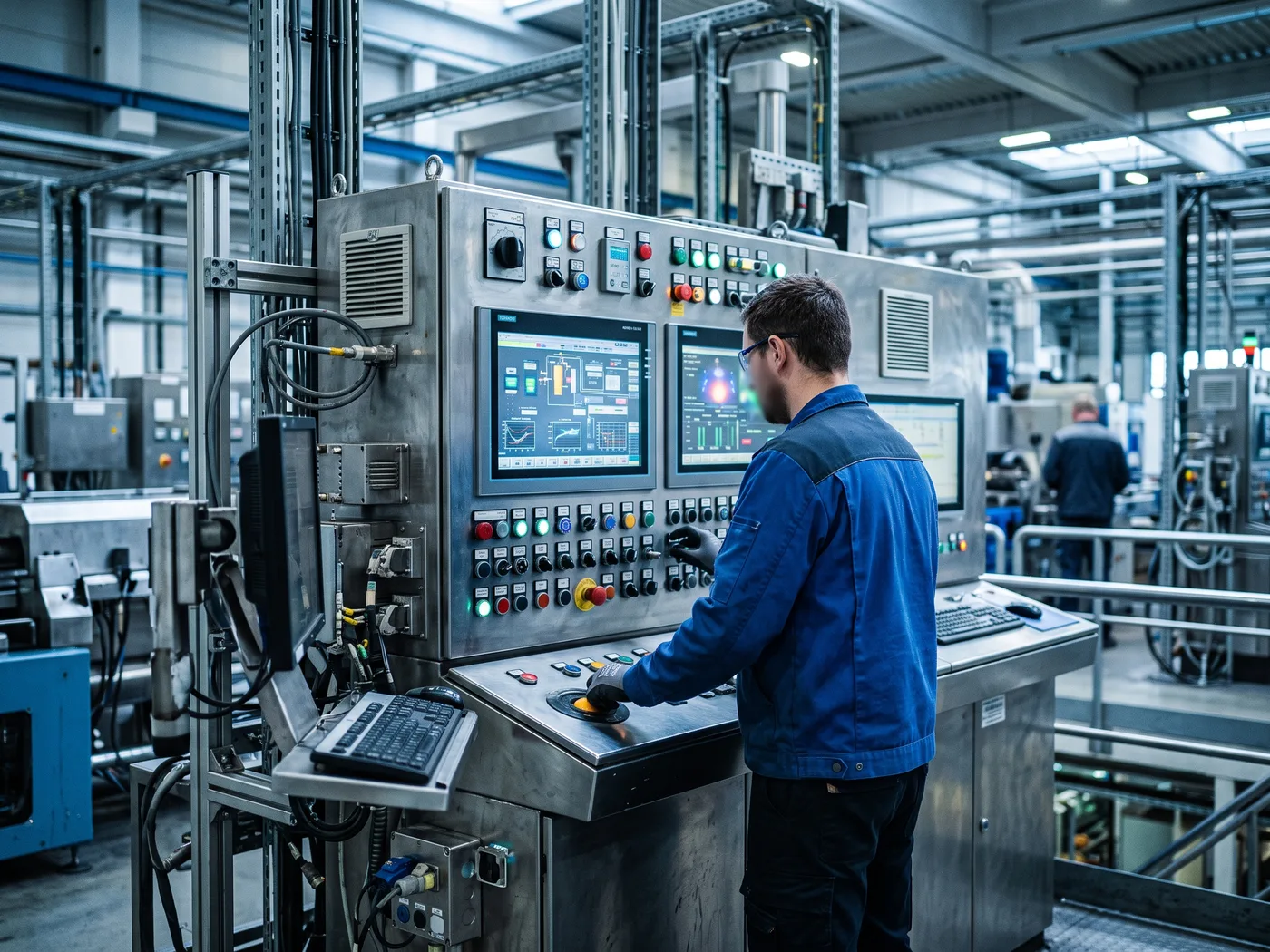 Panel de control de automatización industrial en una planta, representativo del proyecto de PCA Ingeniería