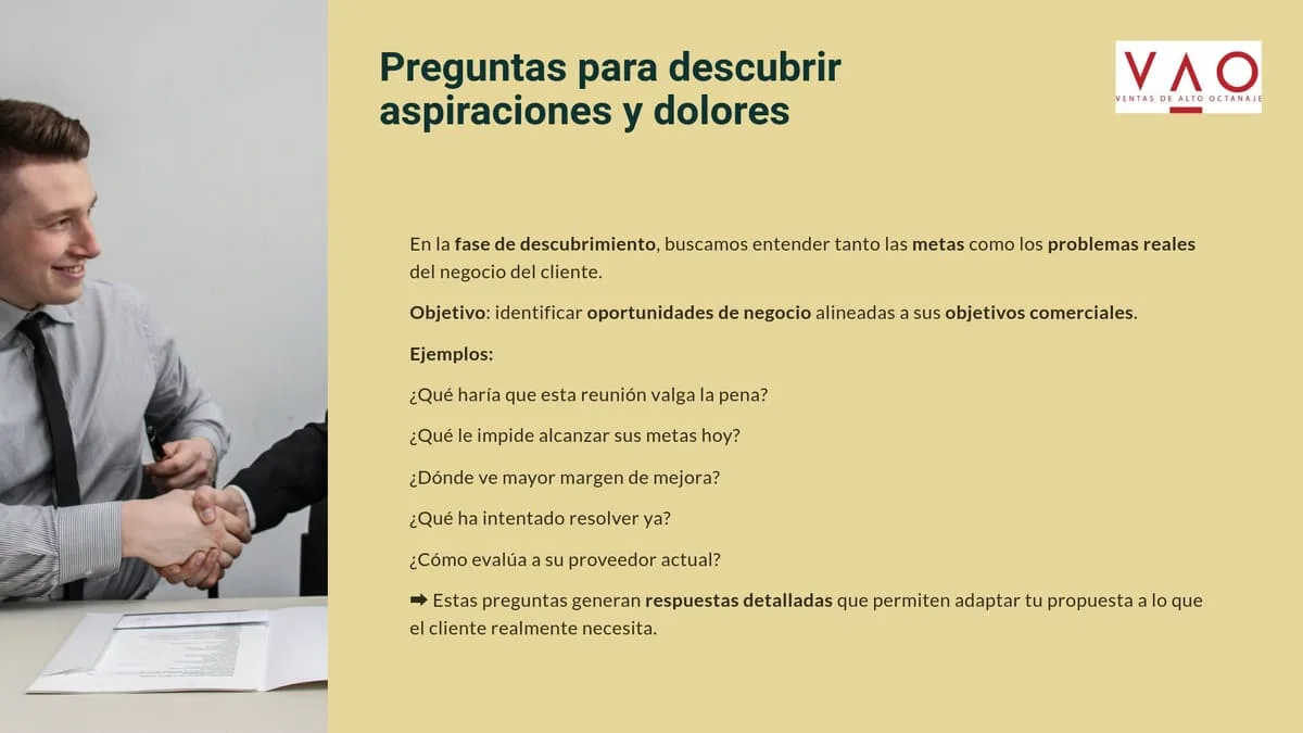 Preguntas para descubrir aspiraciones y dolores