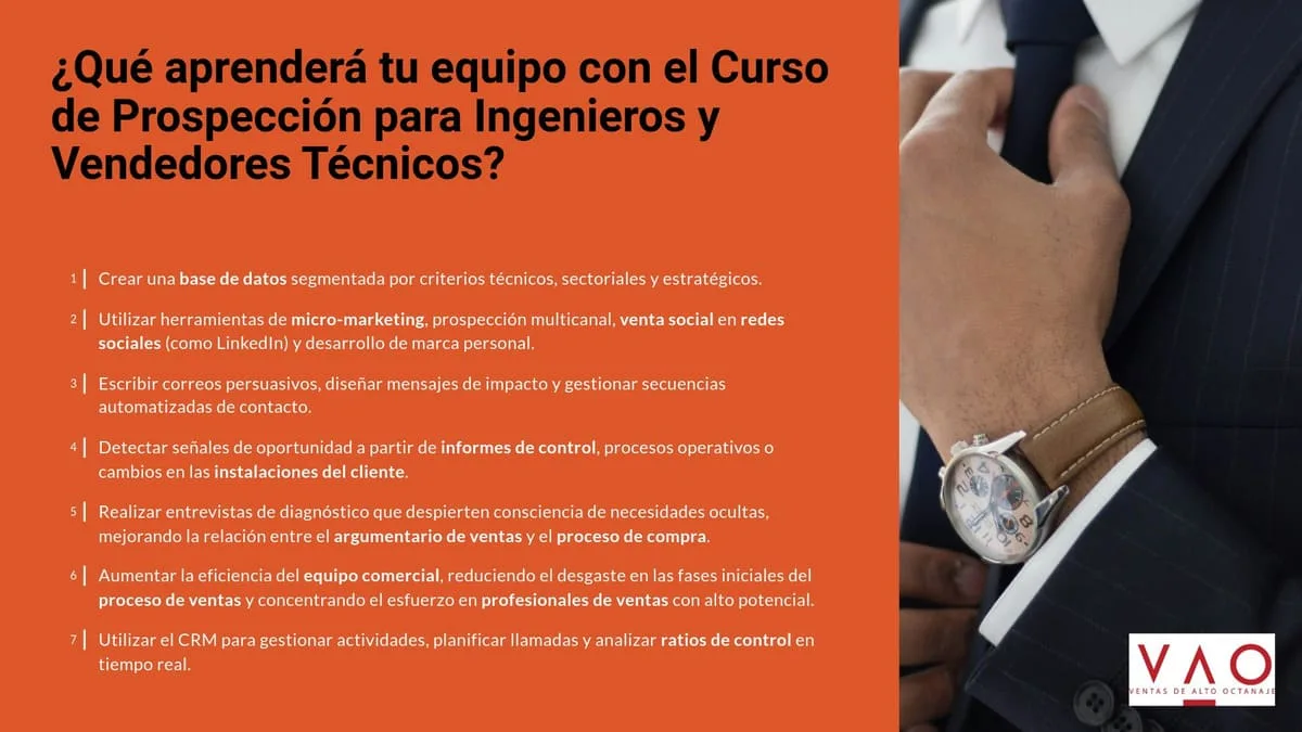 Que aprenderán con el curso de prospeccion para ingenieros y vendedores