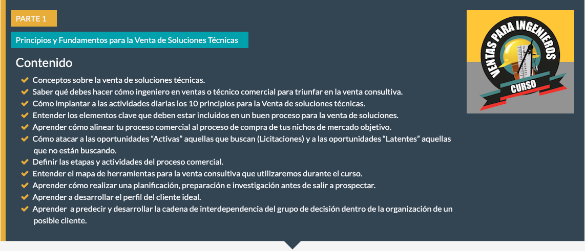 CURSO TECNICAS DE VENTA PARA INGENIEROS - Principios y Fundamentos para la Venta de Soluciones Técnicas