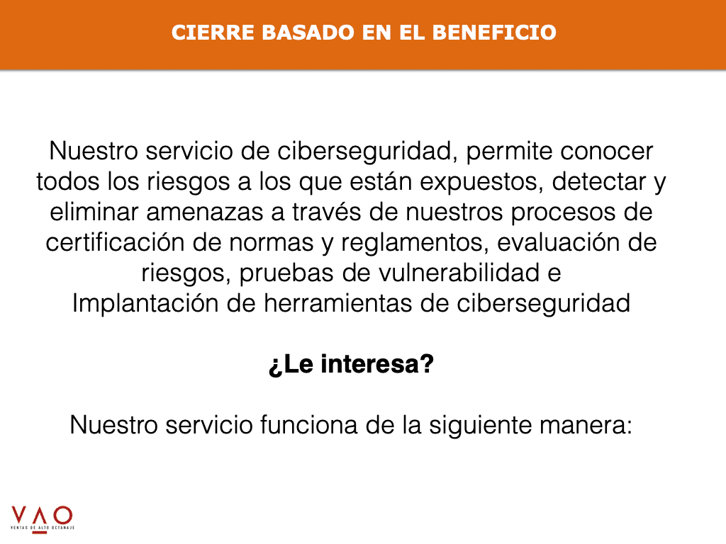 cierre de ventas basado en el beneficio 