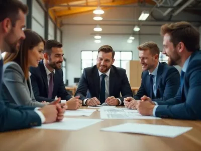 Representantes de empresas industriales colaborando para crear un programa de channel partners exitoso.