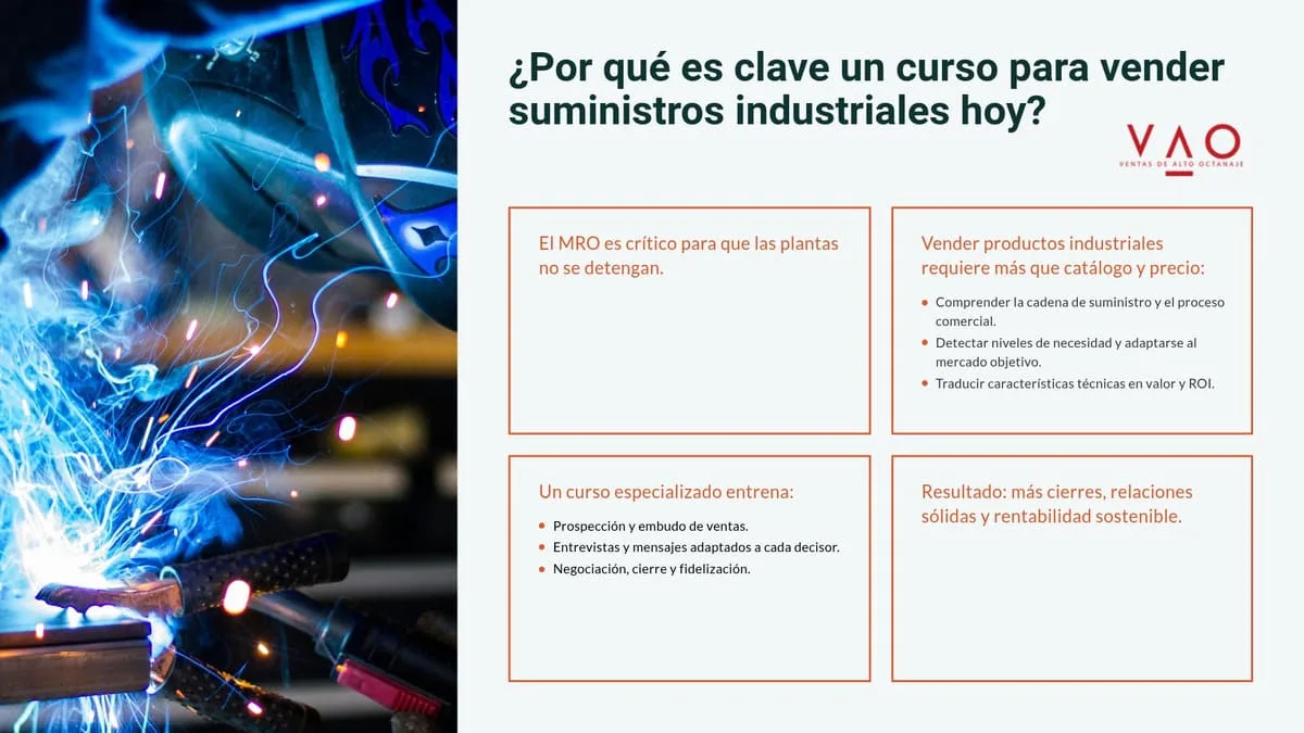 Por que es clave un curso para vender suministros industriales hoy