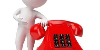 3d small people with phone. 3d image. Isolated white background.